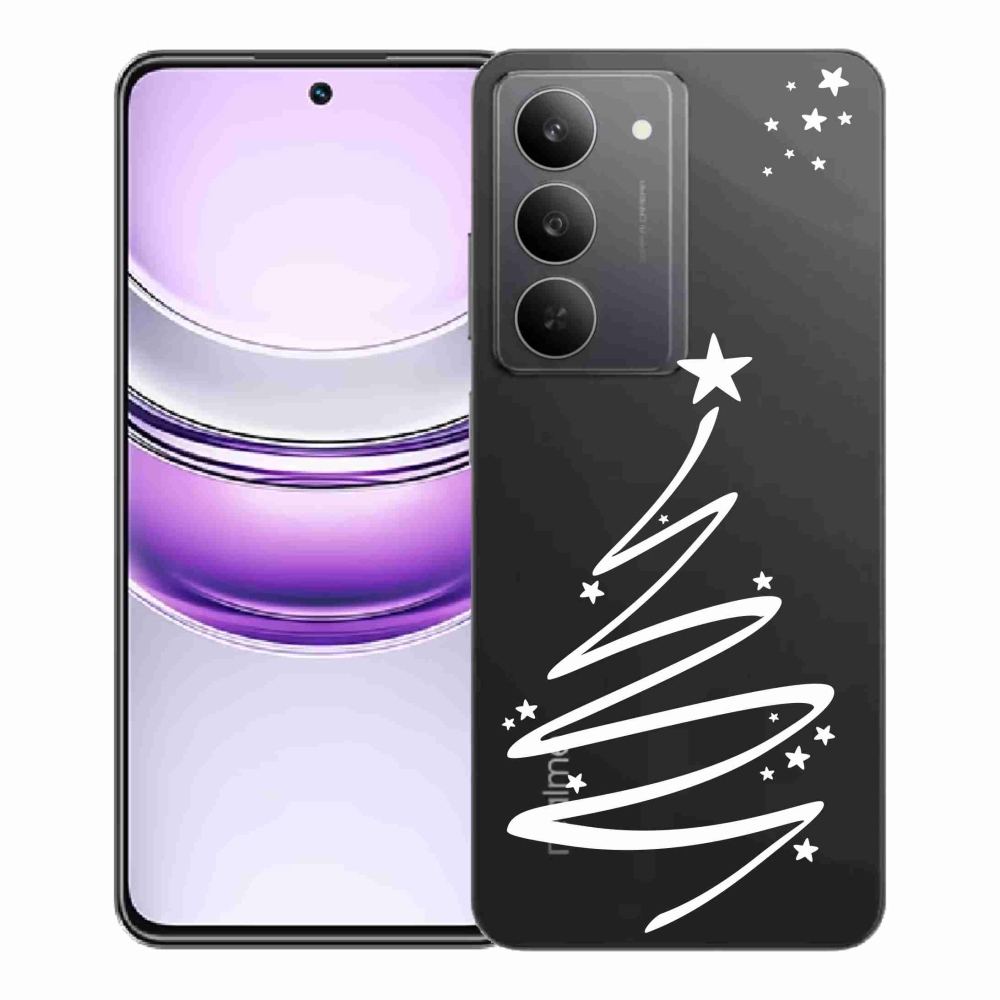 Gélový kryt mmCase na Realme 14x 5G - biely stromček na priehľadnom pozadí