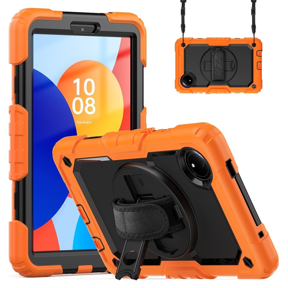 Strap odolný kryt s držiakom na ruku a ramenným popruhom na Xiaomi Redmi Pad SE 8.7 - oranžový