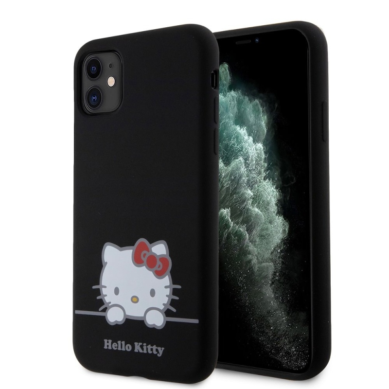 Hello Kitty Liquid Silicone Daydreaming Logo Zadný Kryt pre iPhone 11 Black