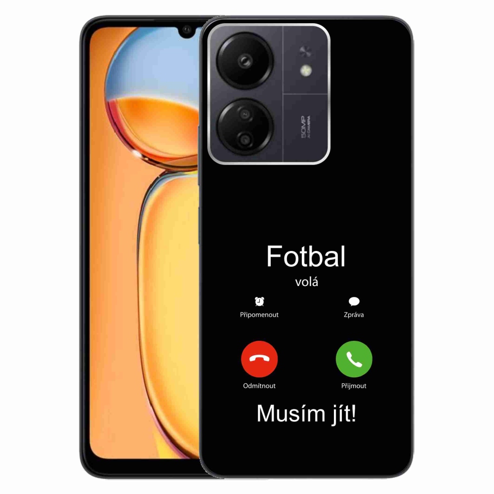 Gélový kryt mmCase na Xiaomi Poco C65/Redmi 13C - futbal volá čierne pozadie