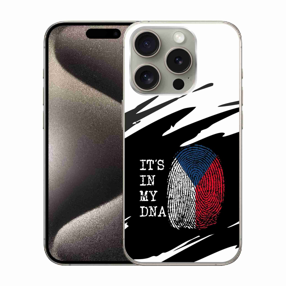 Gélový kryt mmCase na iPhone 15 Pro - vlajka odtlačok prsta čiernobiele pozadie