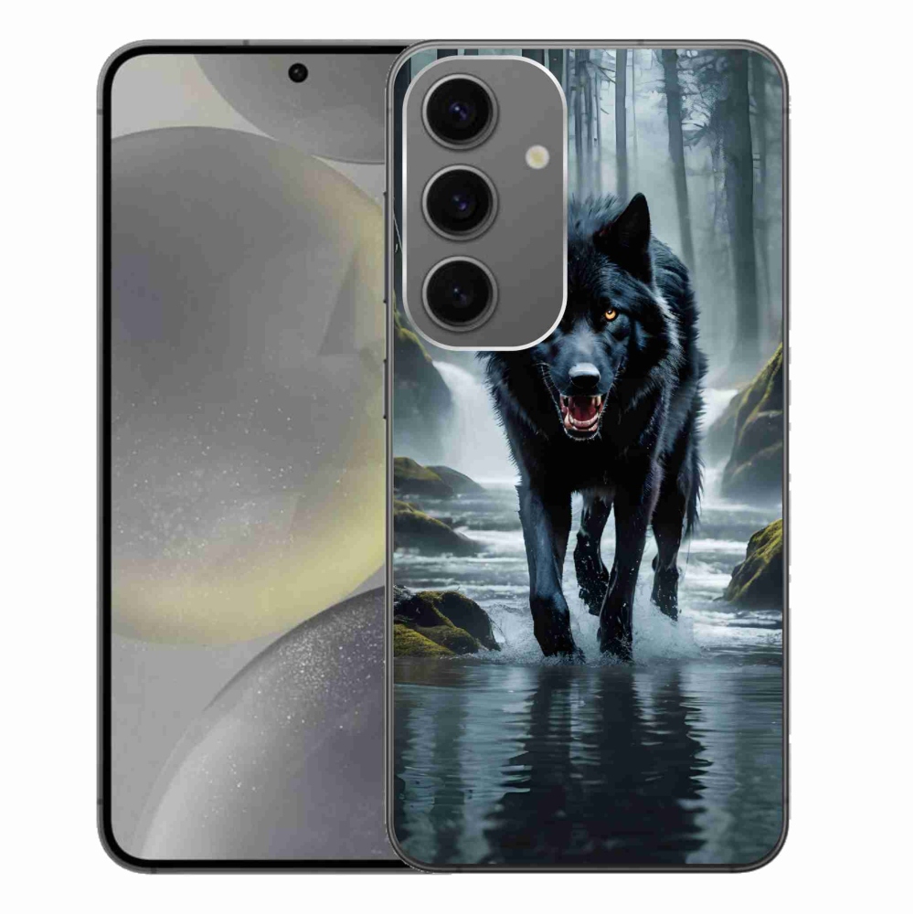 Gélový kryt mmCase na Samsung Galaxy S24+ - čierny vlk