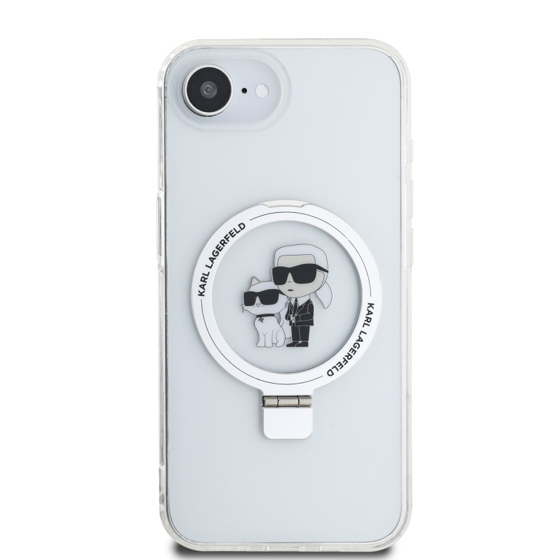 Karl Lagerfeld Ringstand Karl and Choupette MagSafe Zadný Kryt pre iPhone 16e White