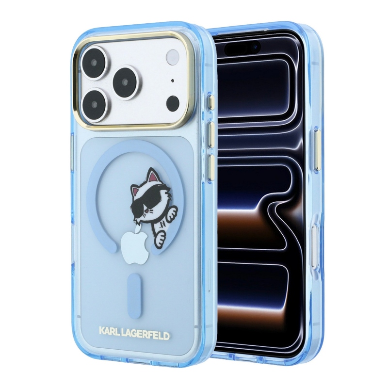 Karl Lagerfeld IML Choupette Peekaboo Magsafe zadný kryt pre iPhone 18 Pro, modrý