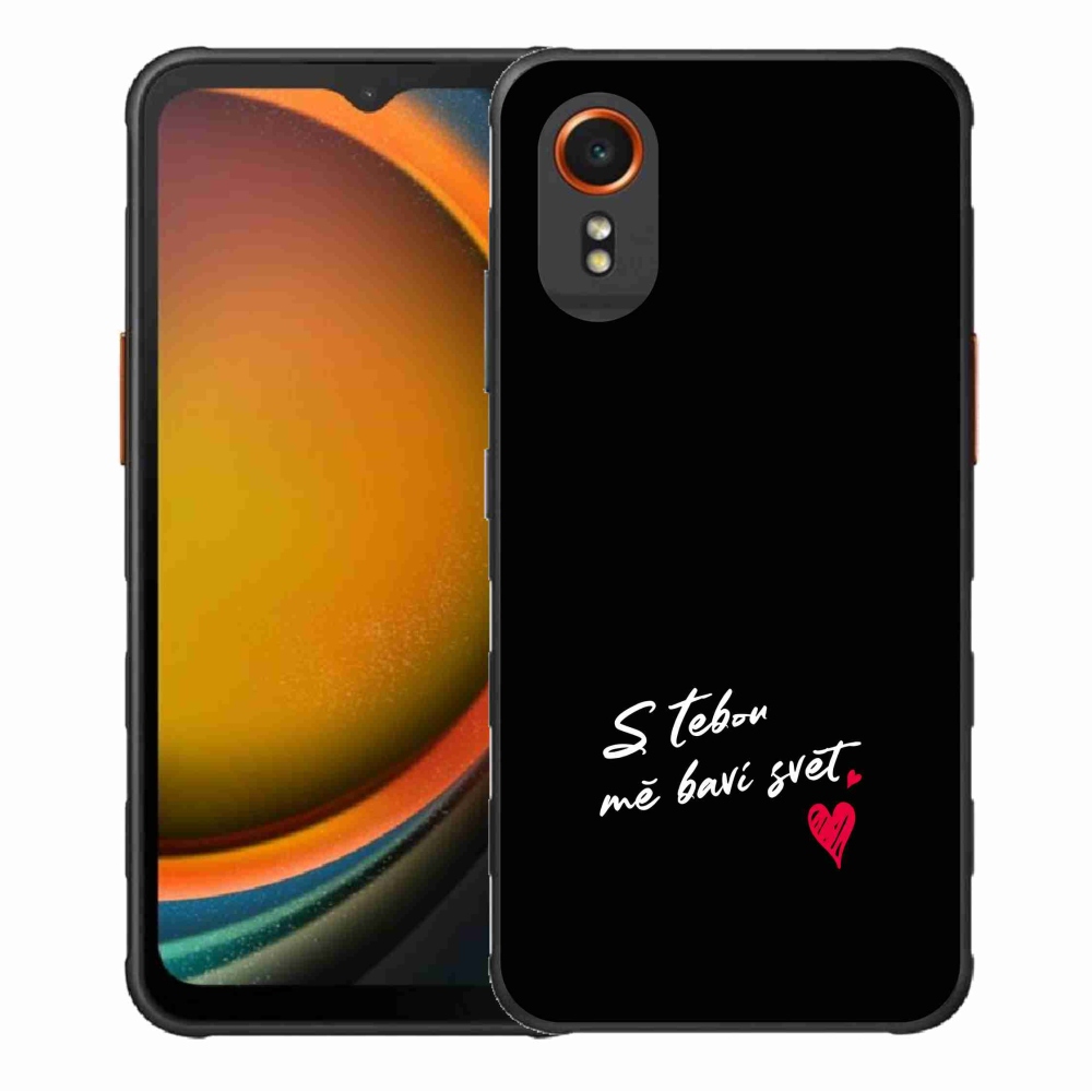 Gélový kryt mmCase na Samsung Galaxy Xcover 7 - zamilovaný text 1 čierne pozadie