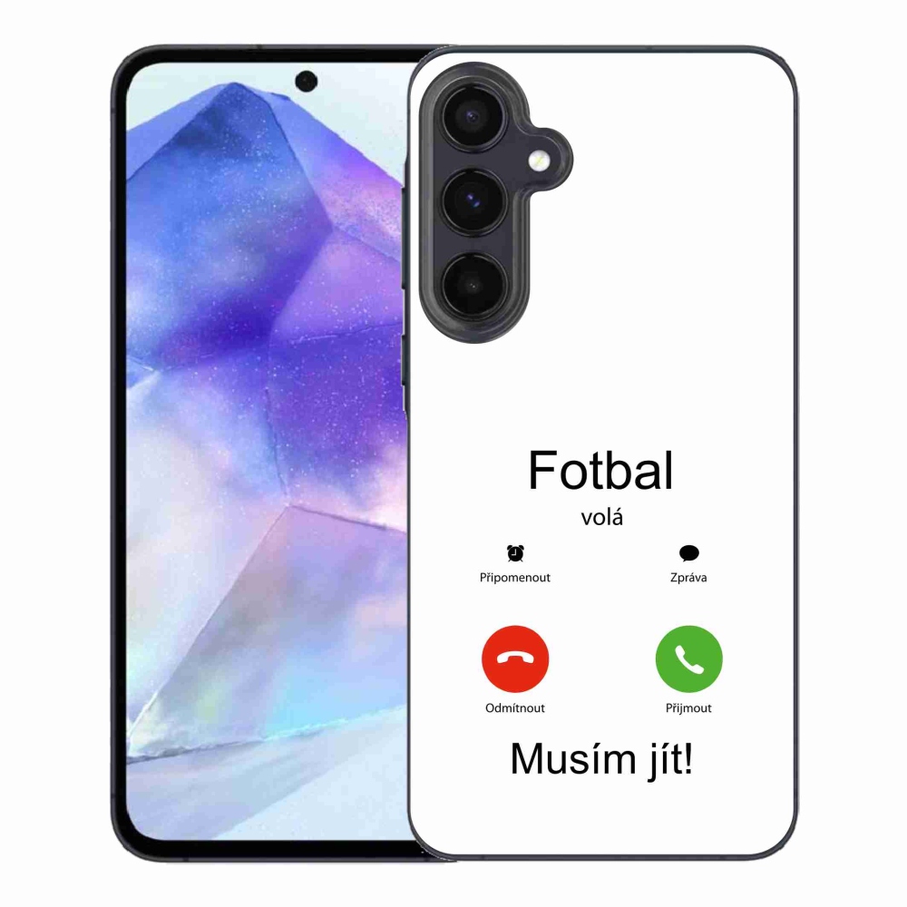 Gélový kryt mmCase na Samsung Galaxy A55 5G - futbal volá biele pozadie