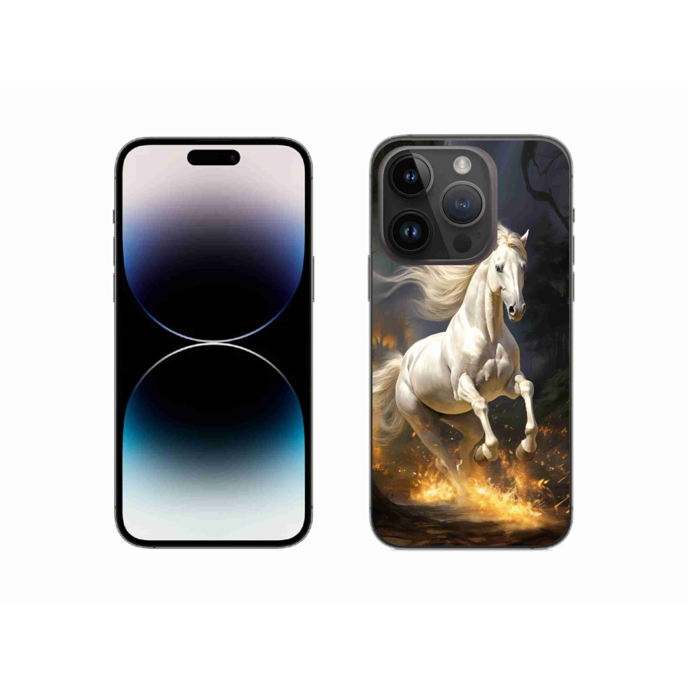 Gélový kryt mmCase na iPhone 14 Pro - biely kôň 2