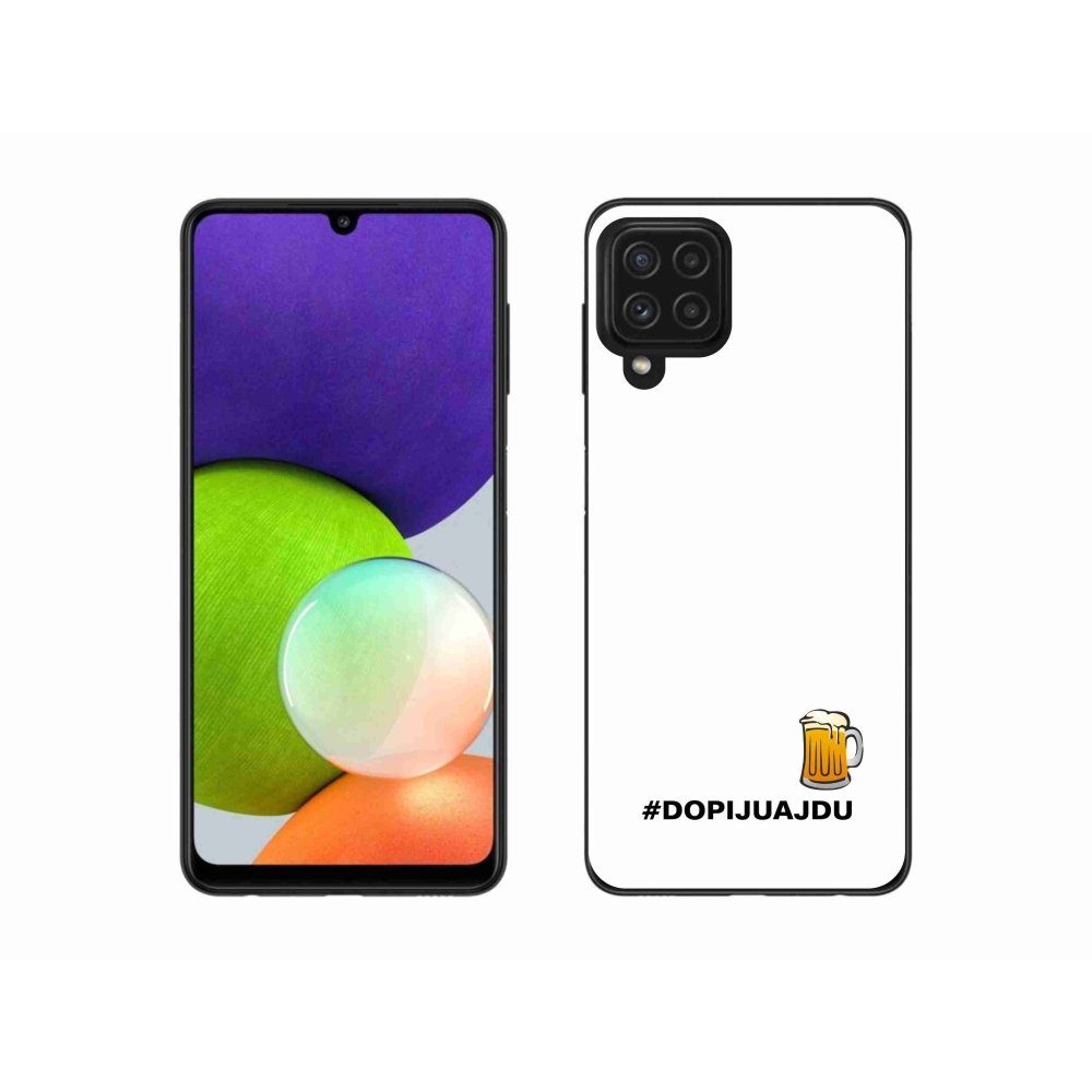 Gélový kryt mmCase na Samsung Galaxy A22 4G - pivný motív 1 biele pozadie