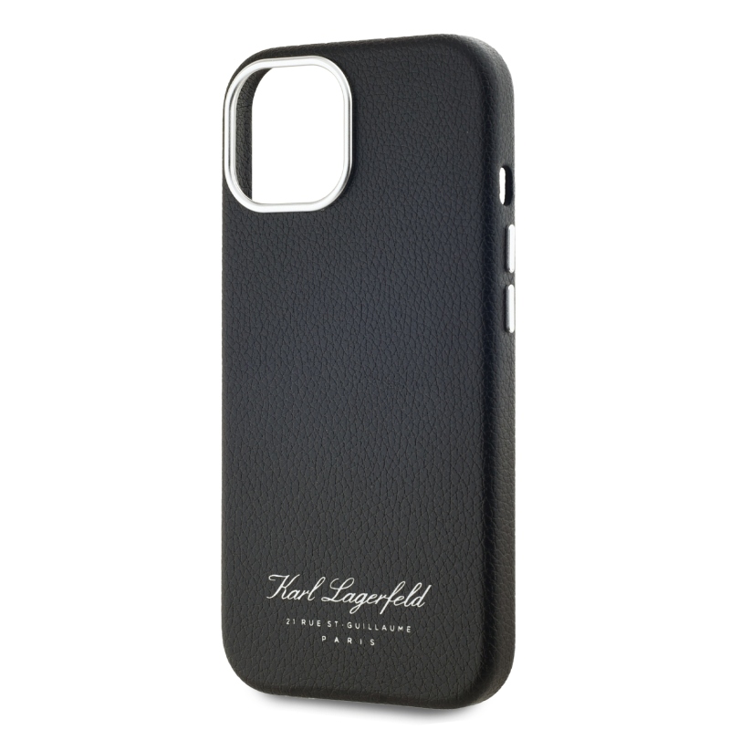 Karl Lagerfeld Grained PU Hotel RSG Zadný Kryt pre iPhone 13 Black