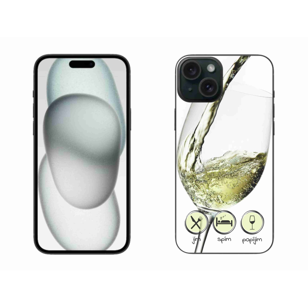 Gélový obal mmCase na iPhone 15 Plus - pohár vína bielej
