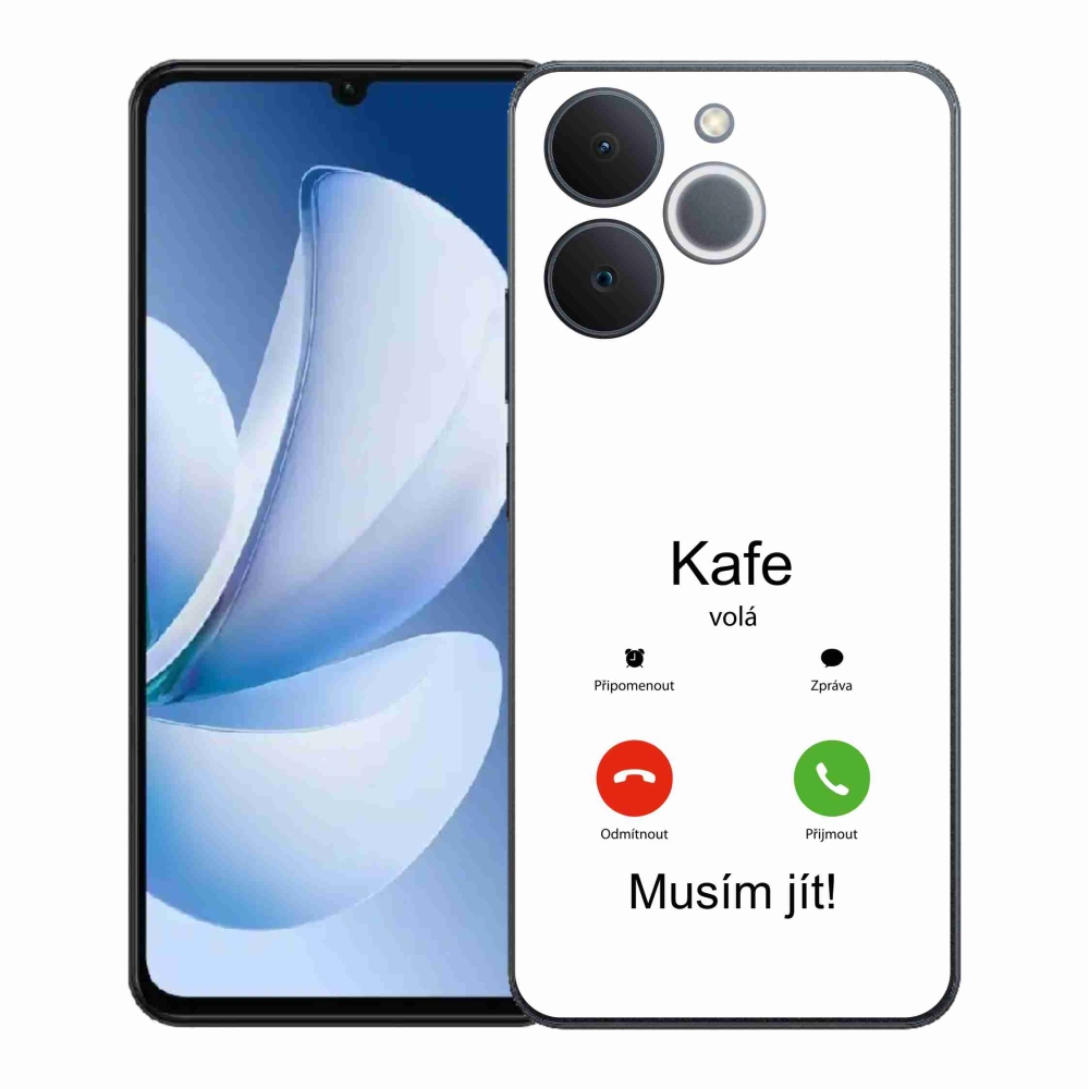 Gélový kryt mmCase na Realme Note 70T - káva volá biele pozadie