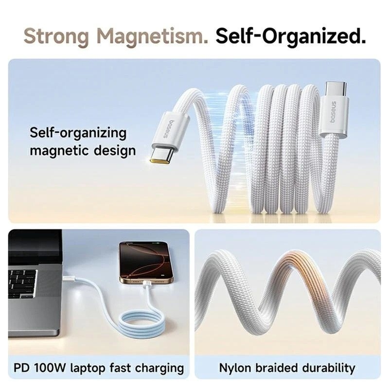 Dátový kábel Baseus Dynamic 4 Pro Series USB-C - USB-C 100W 1m Moon White