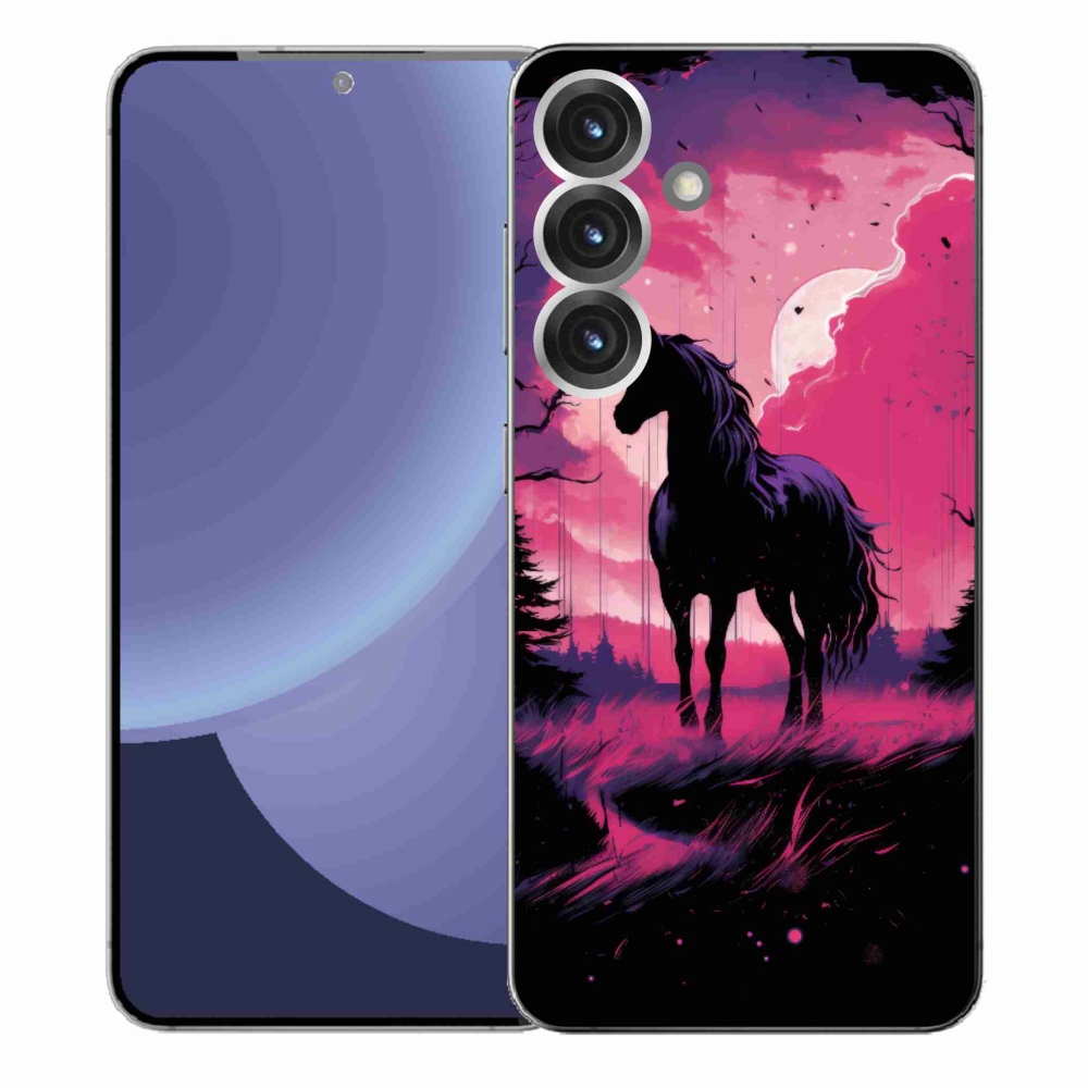 Gélový kryt mmCase na Samsung Galaxy S25+ - čierny kreslený kôň 1