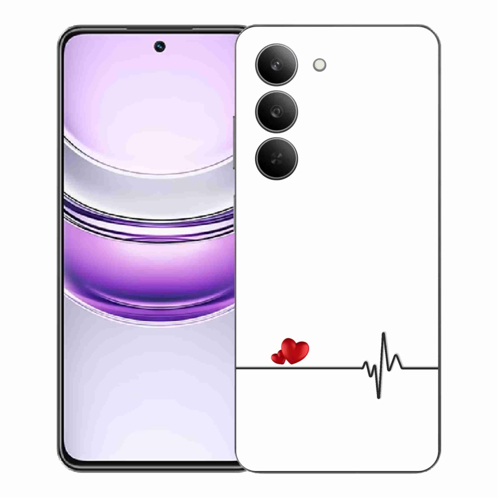 Gélový kryt mmCase na Realme 14x 5G - srdce a tep biele pozadie