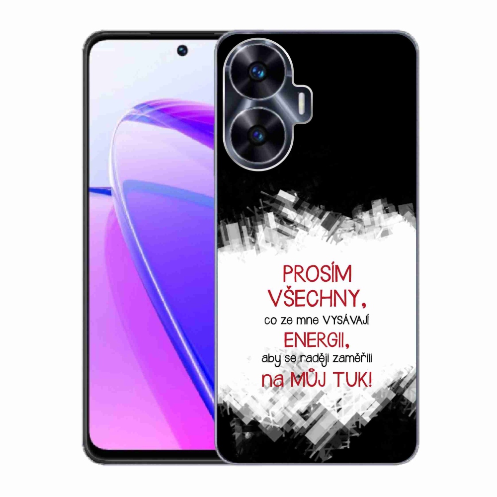 Gélový kryt mmCase na Realme C55 - vtipný text 1 červený