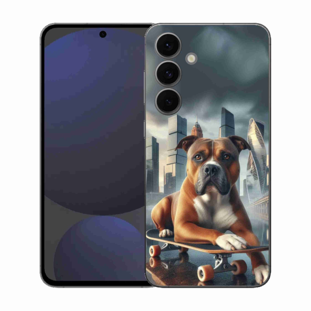 Gélový kryt mmCase na Samsung Galaxy S25 FE - pes na skateboarde