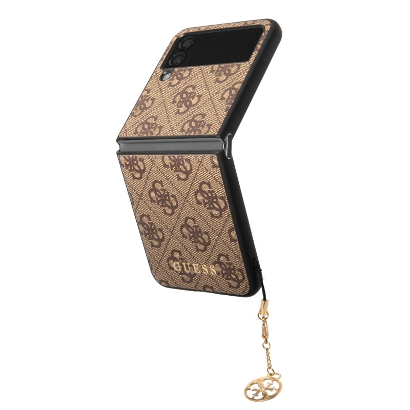 Guess 4G Charms Zadný Kryt pre Samsung Galaxy Z Flip 4 Brown