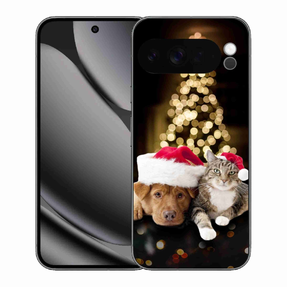 Gélový kryt mmCase na Google Pixel 10 Pro XL - vianočný pes a mačka