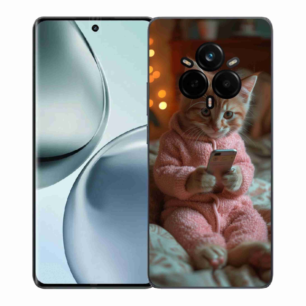Gélový kryt mmCase na Realme 14 Pro+ 5G - mačiatko s mobilom