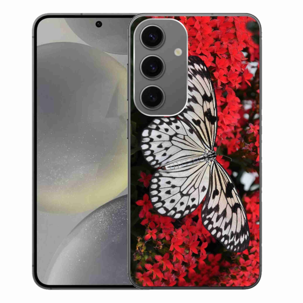 Gélový kryt mmCase na Samsung Galaxy S24+ - čiernobiely motýľ 1