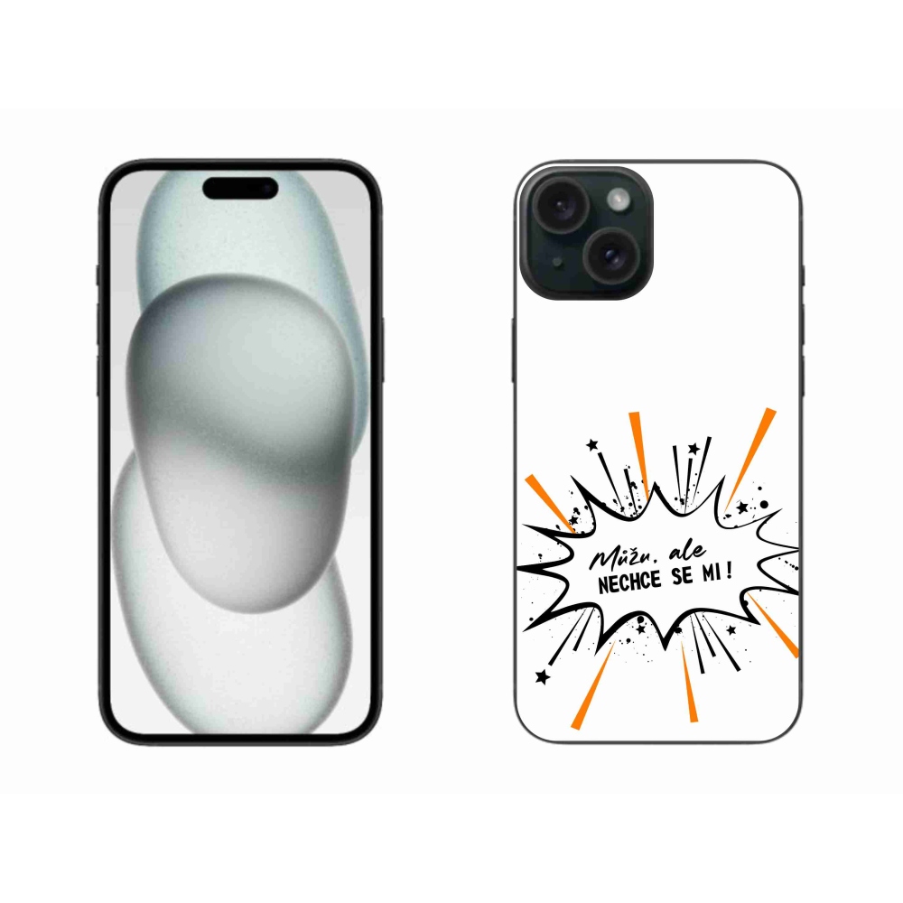 Gélový kryt mmCase na iPhone 15 Plus - vtipný text 11 biele pozadie