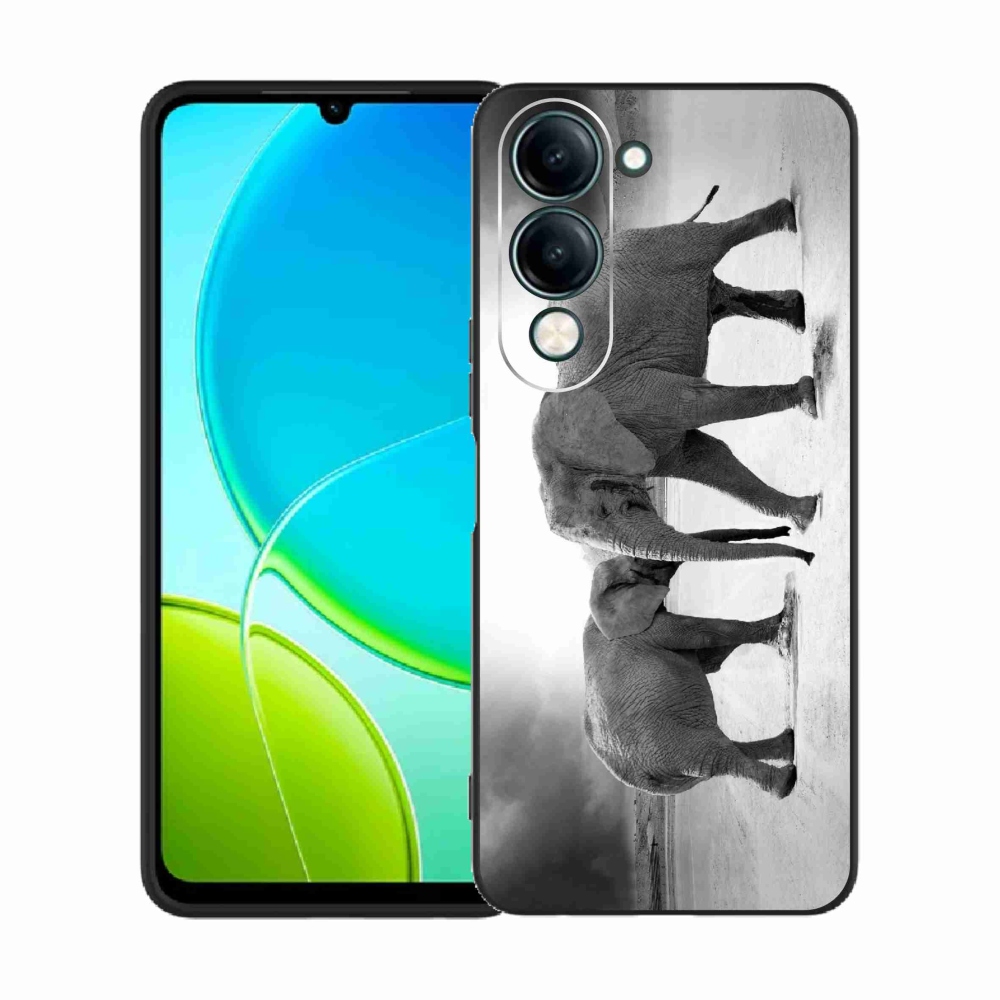 Gélový kryt mmCase na Vivo Y29s 5G - čiernobieli slony