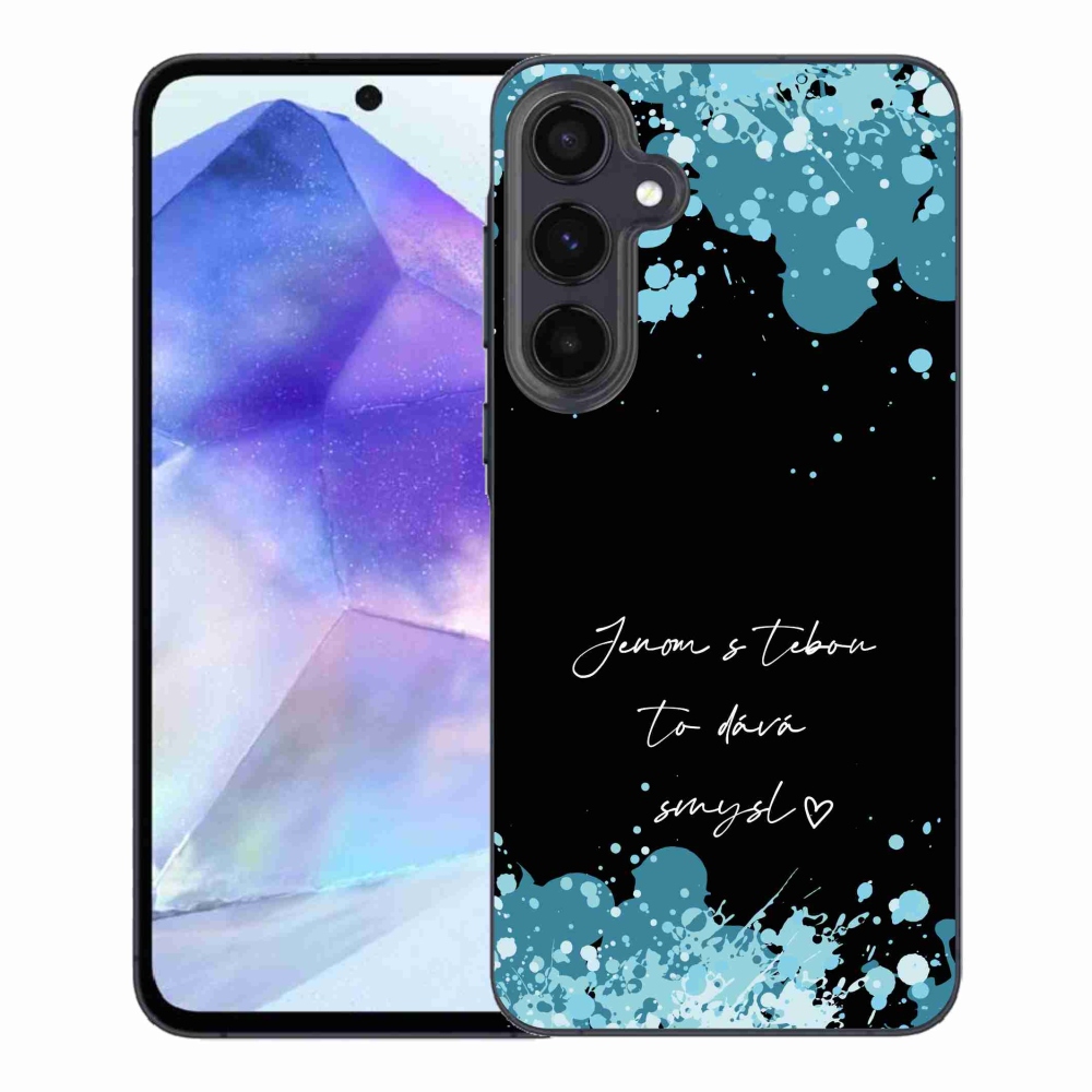 Gélový kryt mmCase na Samsung Galaxy A55 5G - zamilovaný text čierne pozadie