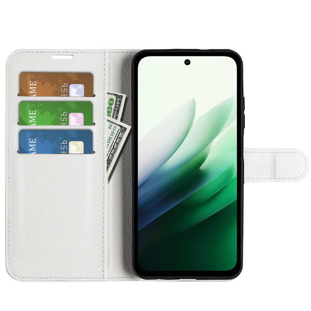 Litchi knižkové púzdro na Xiaomi Redmi 15 4G/5G (171mm) - biele