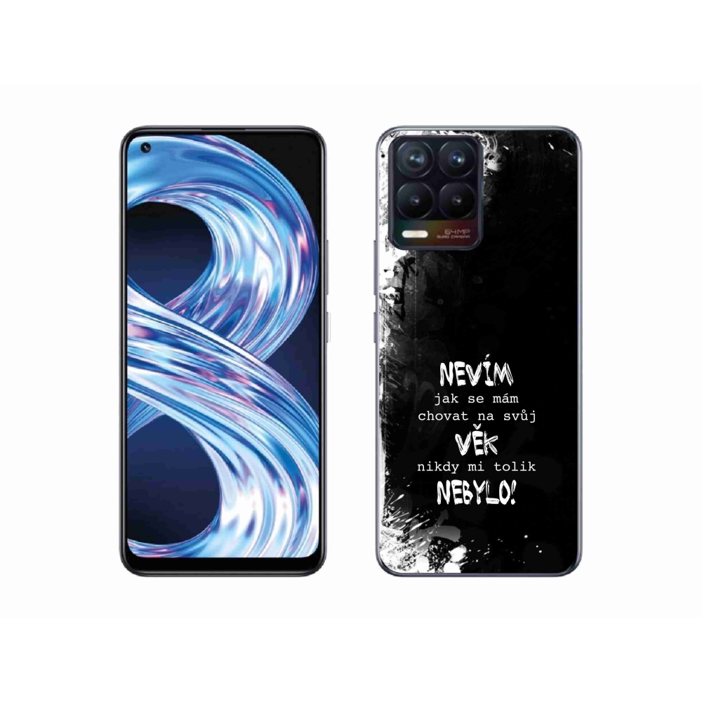 Gélový kryt mmCase na Realme 8 4G - vtipný text 14 čierne pozadie