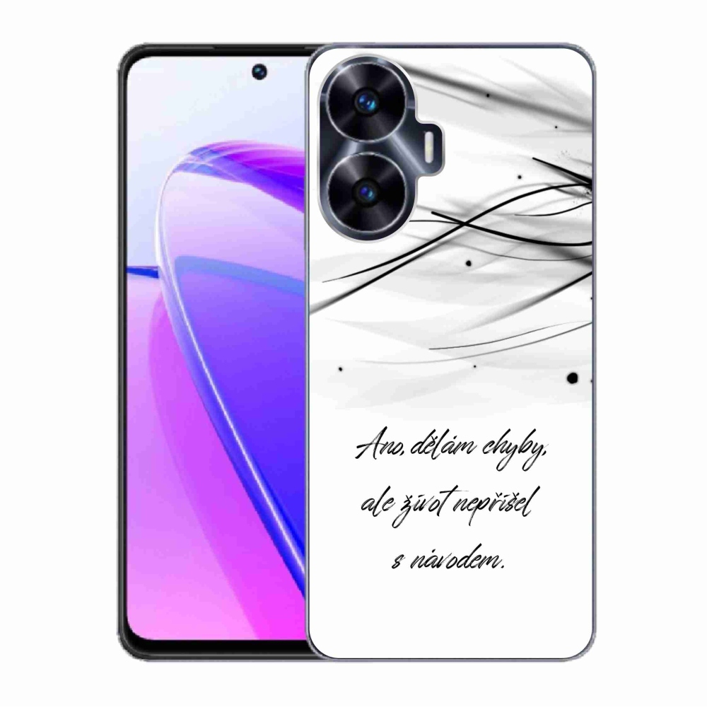 Gélový kryt mmCase na Realme C55 - citát biele pozadie