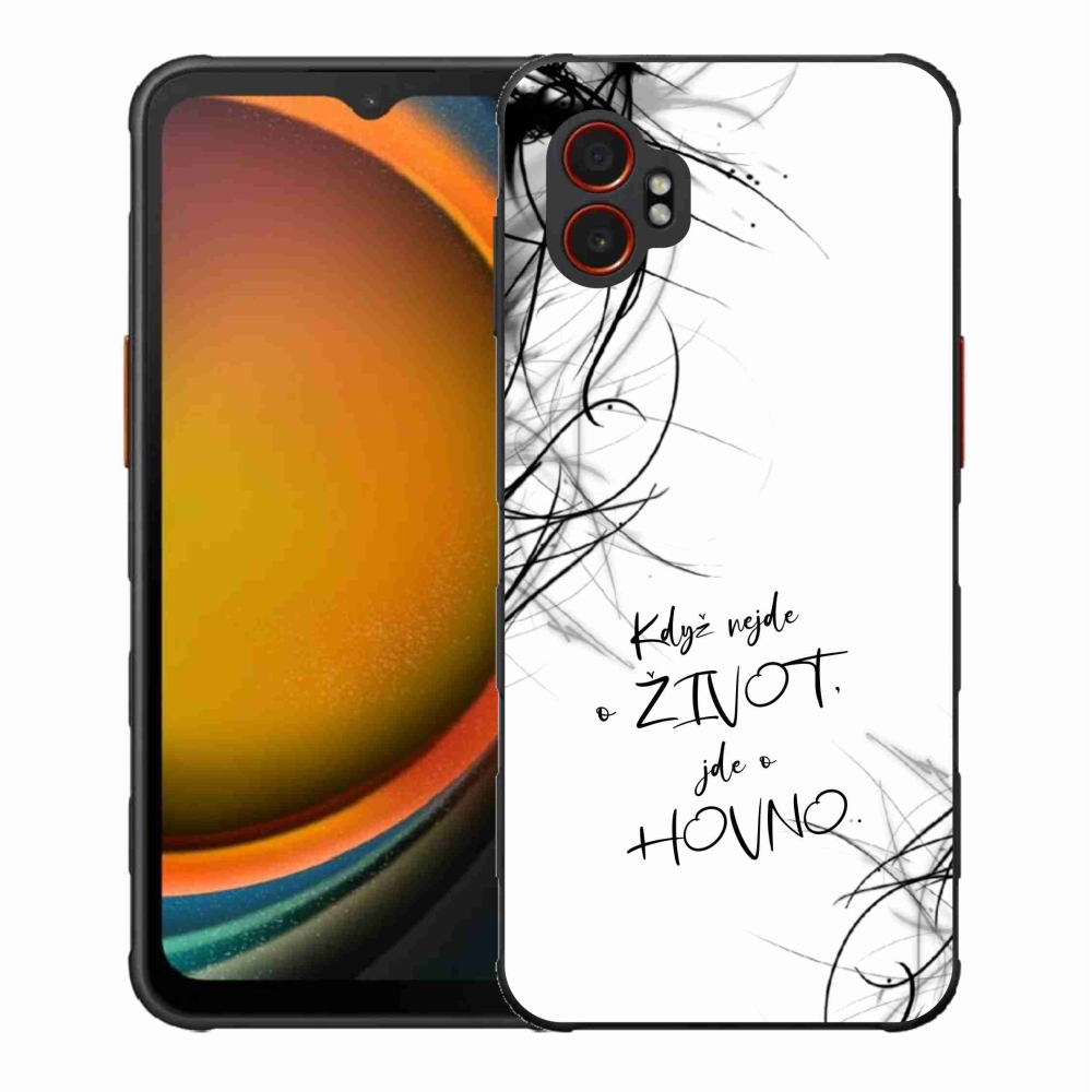Gélový kryt mmCase na Samsung Galaxy Xcover 7 Pro - vtipný text 16 biele pozadie