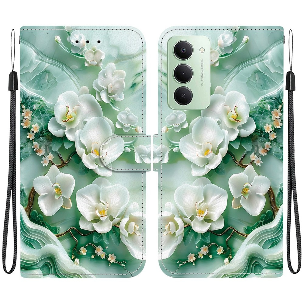 Versatile knižkové púzdro na Xiaomi Redmi 15 4G (171mm) - biele kvety