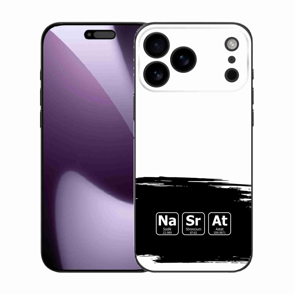 Gélový kryt mmCase na iPhone 17 Pro Max - chemické prvky čiernobiele pozadie