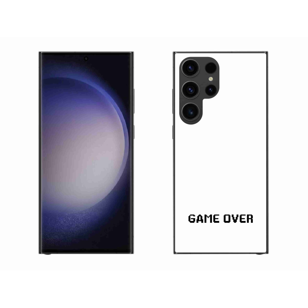 Gélový kryt mmCase na Samsung Galaxy S23 Ultra 5G - game over biele pozadie