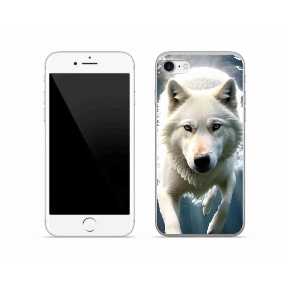 Gélový kryt mmCase na iPhone SE (2020) - biely vlk