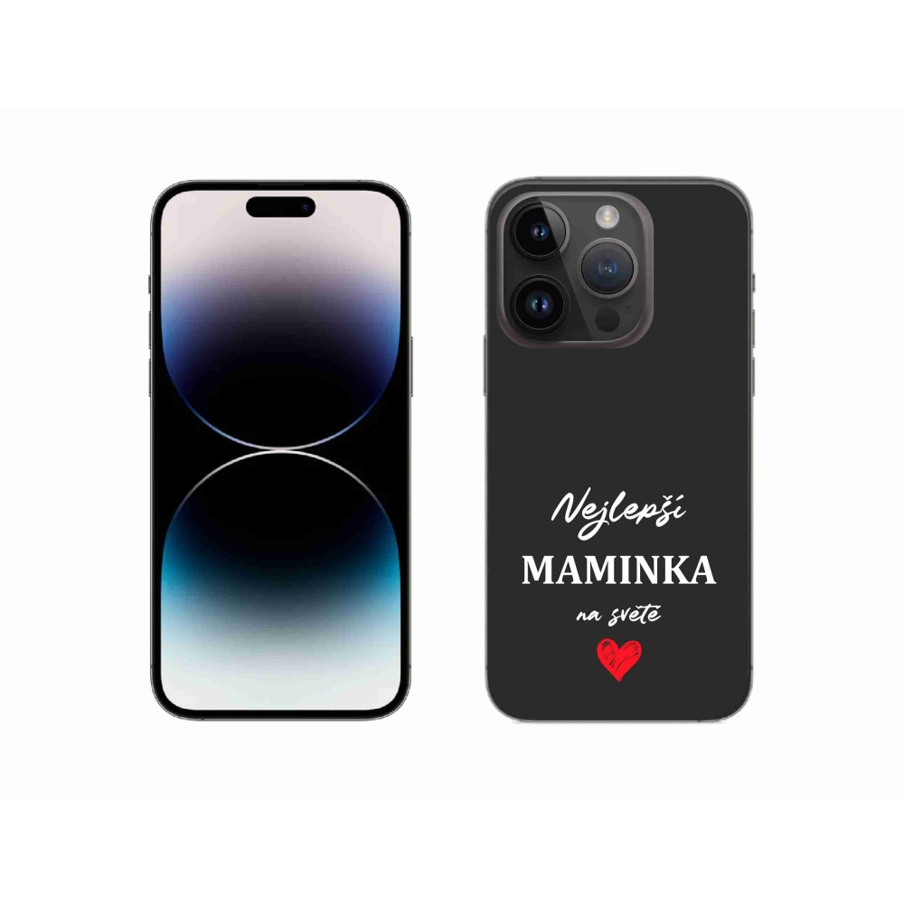 Gélový kryt mmCase na iPhone 14 Pro 6.1 - najlepšia mamička 1 čierne pozadie