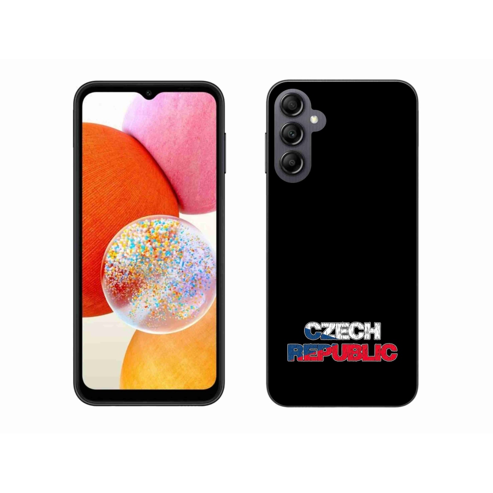 Gélový kryt mmCase na Samsung Galaxy A14 4G/5G - Czech Republic čierne pozadie