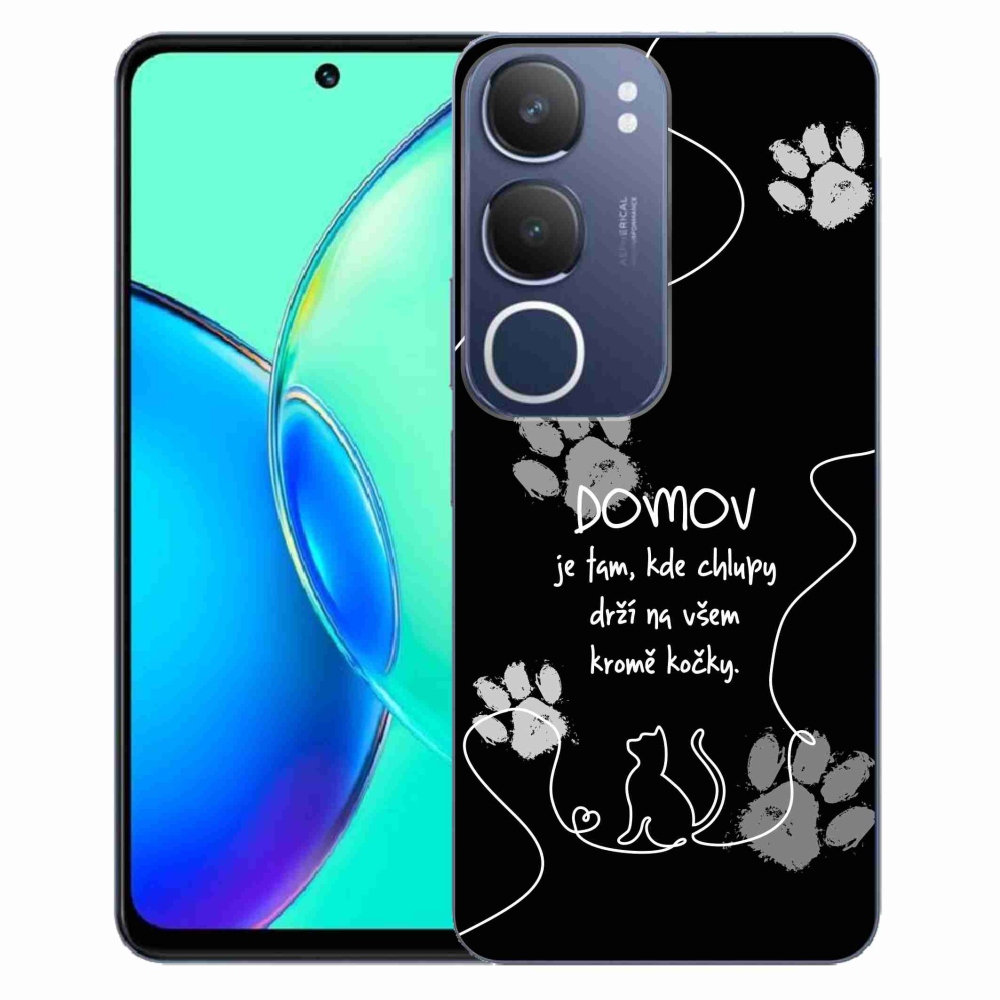 Gélový kryt mmCase na Vivo Y19s - mačacie motív čierne pozadie