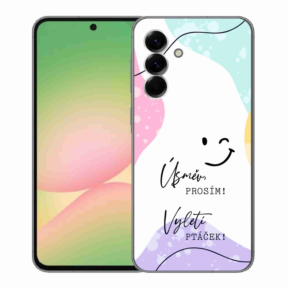 Gélový kryt mmCase na Samsung Galaxy A56 5G - vtipný text 4 biele pozadie