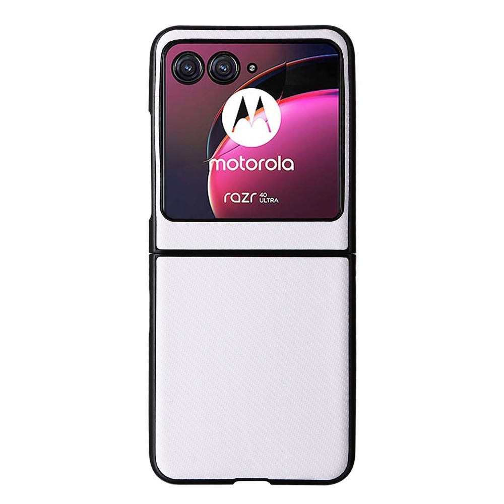 Textúry plastový kryt s umelou kožou na Motorola Razr 40 Ultra 5G - biely