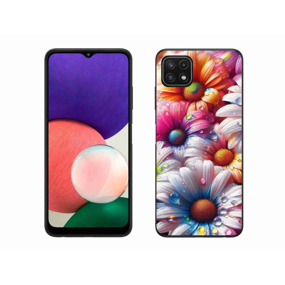 Gélový kryt mmCase na Samsung Galaxy A22 5G - farebné margaréty