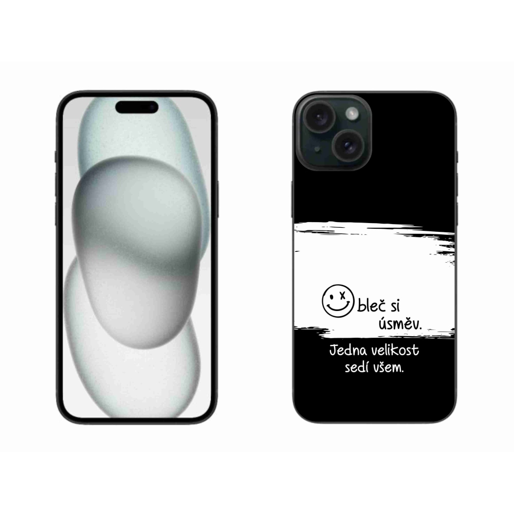 Gélový kryt mmCase na iPhone 15 Plus - vtipný text 8 bieločierne pozadie