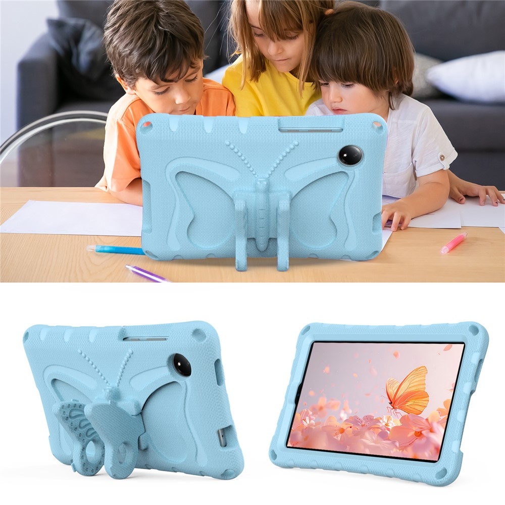 Kids Butterfly EVA odolné púzdro s popruhom na tablet Xiaomi Redmi Pad SE 8.7 - svetlomodré