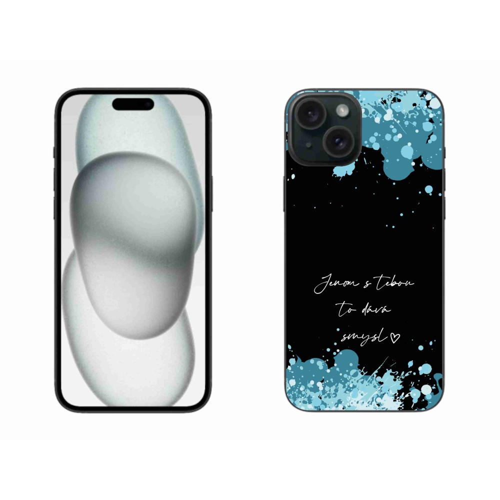 Gélový kryt mmCase na iPhone 15 Plus - zamilovaný text čierne pozadie