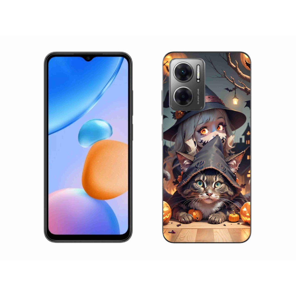 Gélový kryt mmCase na Xiaomi Redmi 10 5G - čarodejnica s mačkou