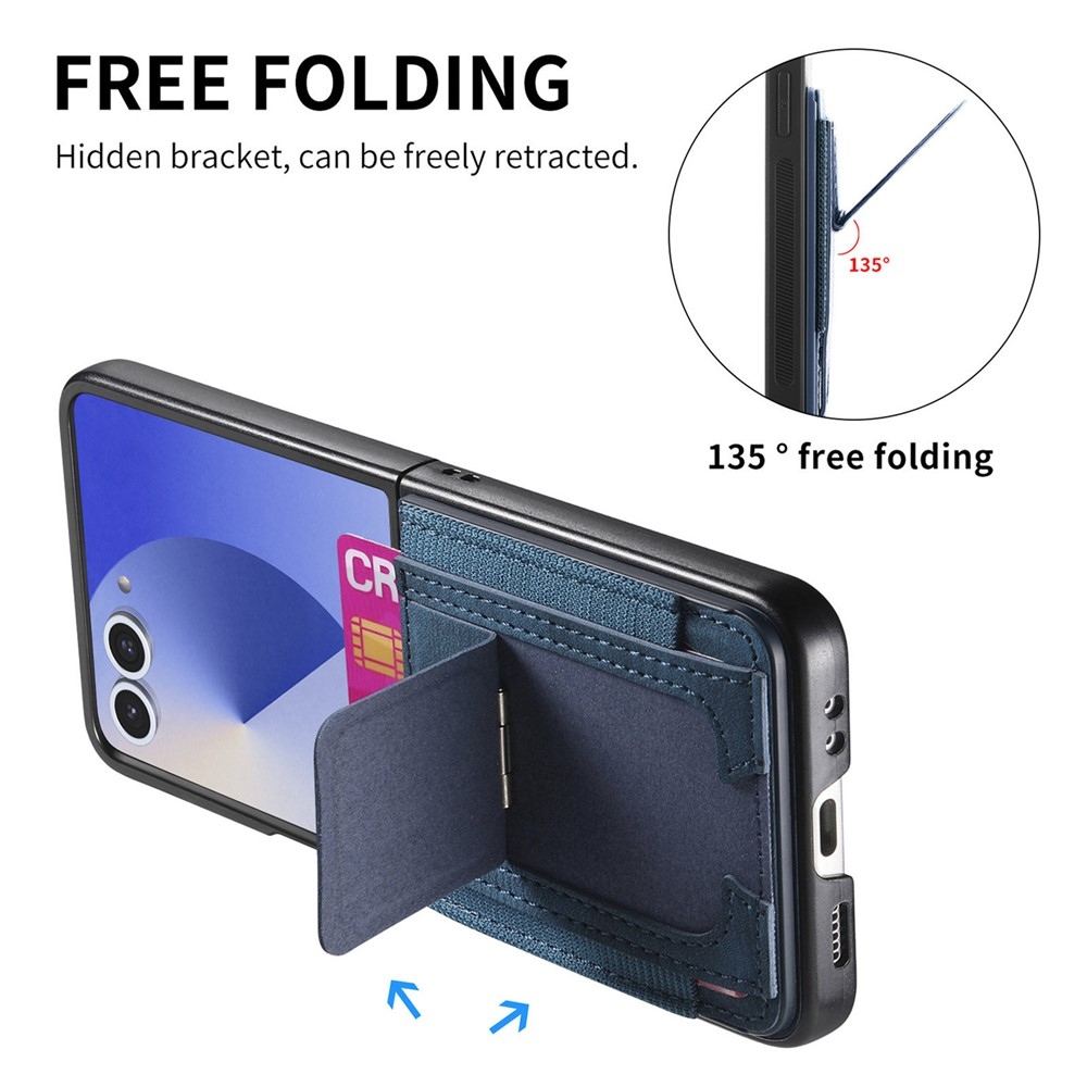 Luxurious plastový kryt s umelou kožou na Samsung Galaxy Z Flip7 5G - modrý