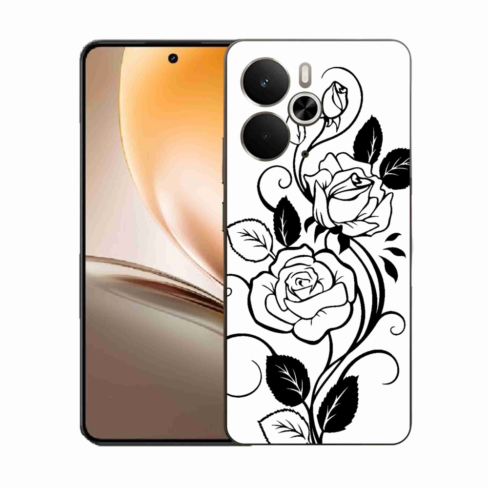 Gélový kryt mmCase na Realme 14 5G - čiernobiela ruža