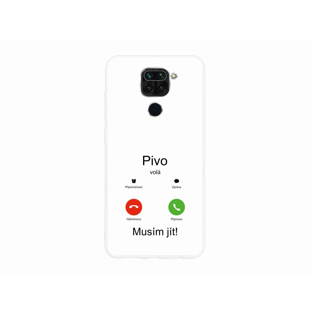 Gélový kryt mmCase na Xiaomi Redmi Note 9 - pivo volá biele pozadie