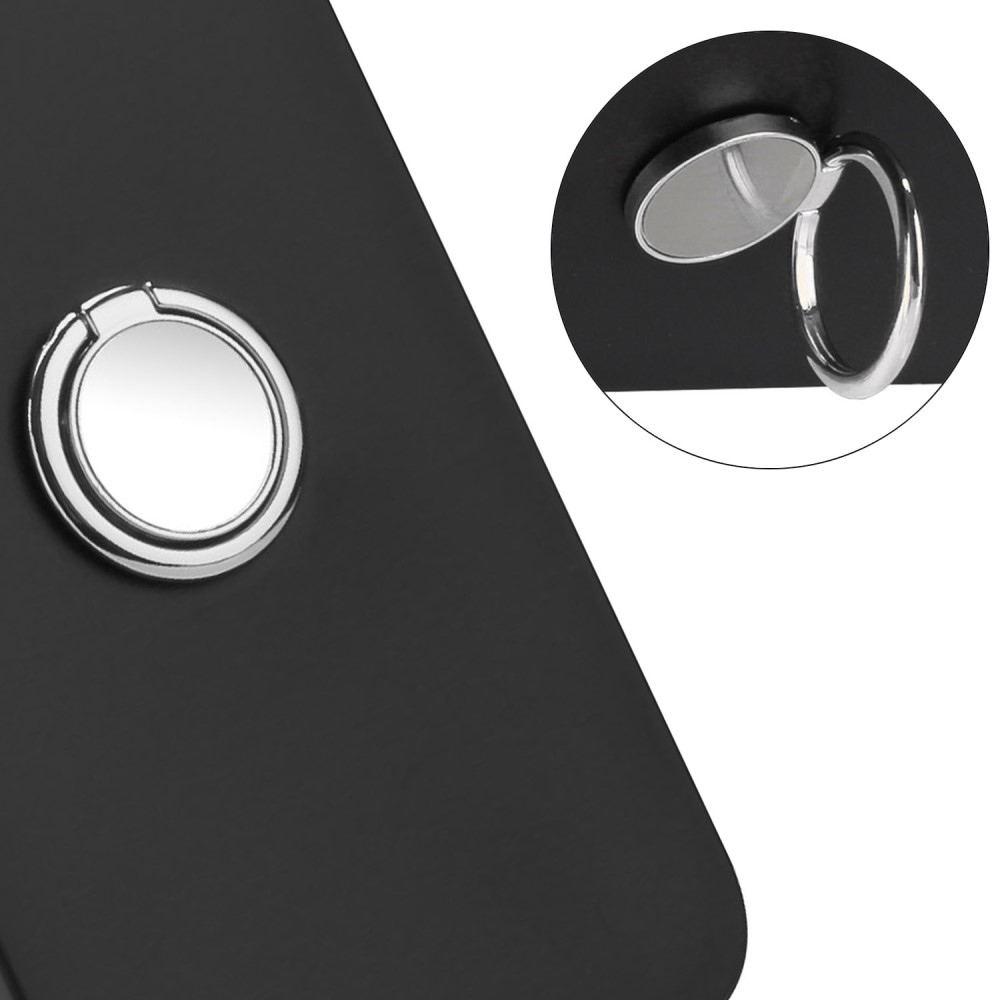 Matný gélový obal s krúžkom na prst na Samsung Galaxy M15 5G - čierny/strieborný