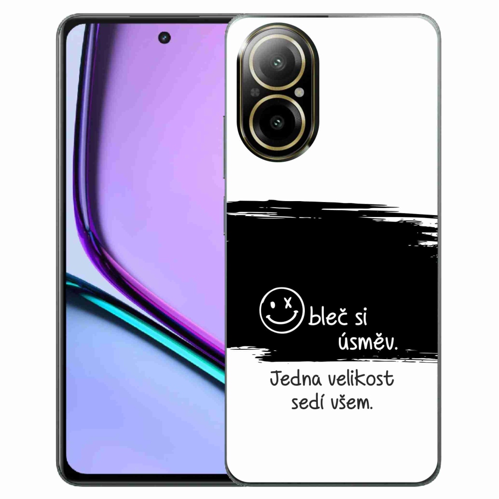 Gélový kryt mmCase na Realme C67 - vtipný text 8 čiernobiele pozadie